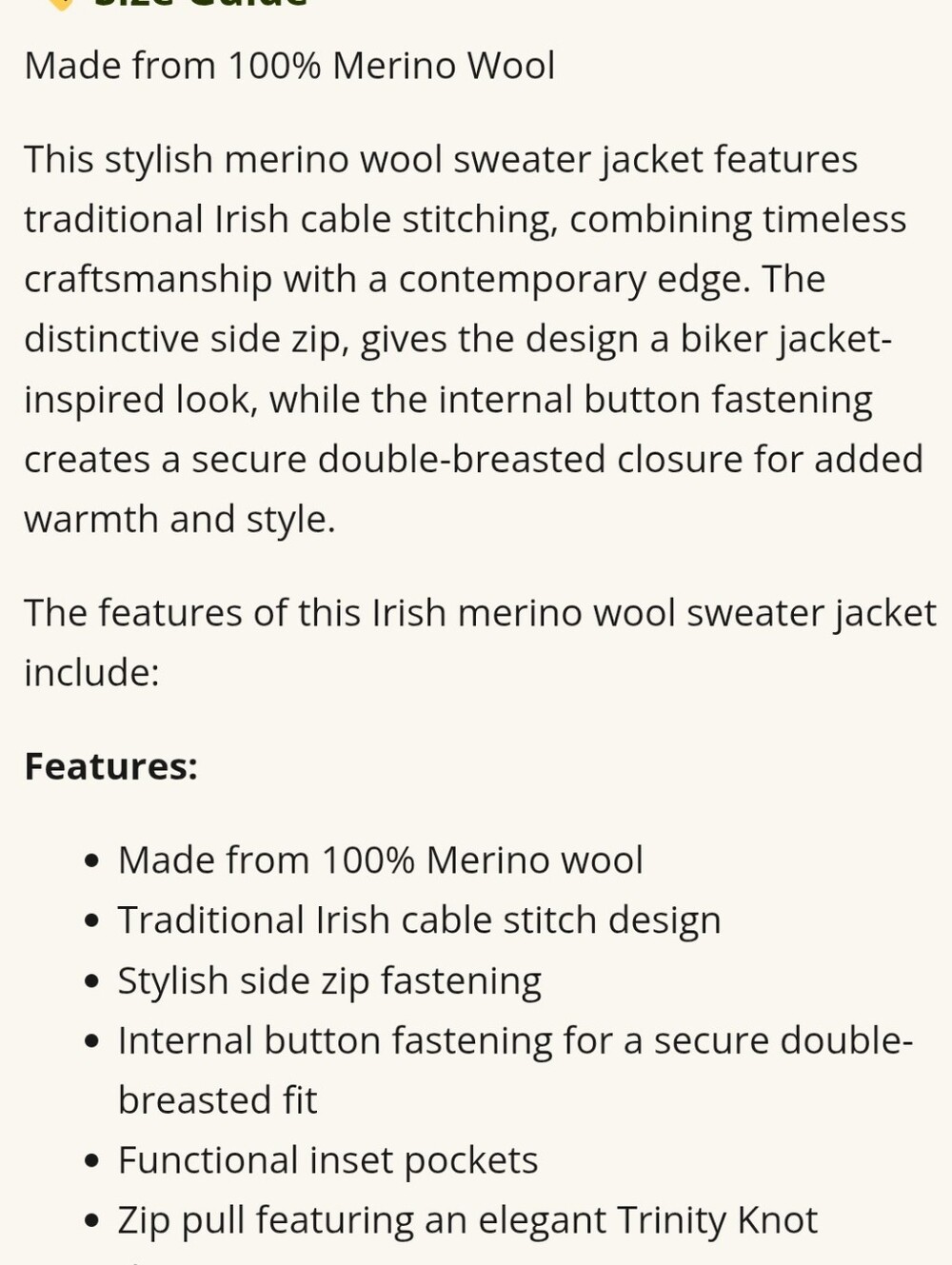 Aran Crafts Heathered Green Cable Knit / Side Zip Sweater Cardigan - Medium - Picture 10 of 11